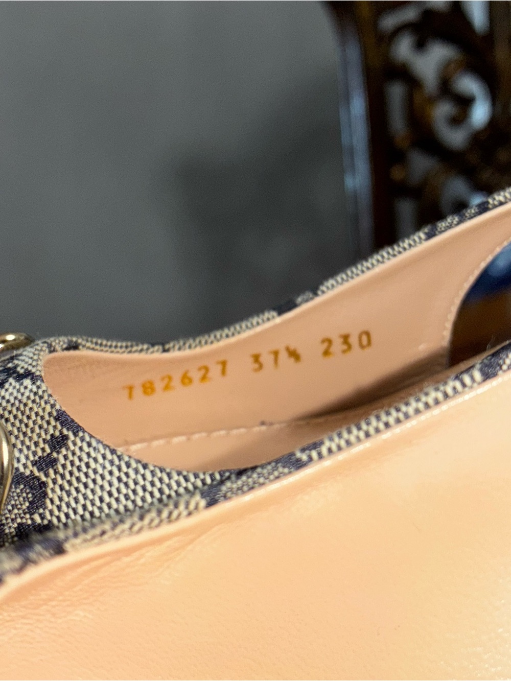 NWT Gucci Women's Slingback Pump with Horsebit Beige Blue GG Canvas Heel 37.5 - Picture 10 of 10